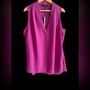 Rose & Olive Sleeveless V-Neck Camisole in Magenta